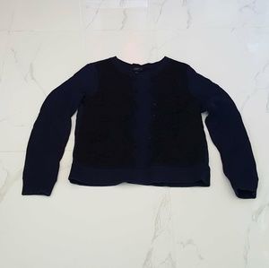 J. Crew Navy Blue Sweatshirt With Lace Chest Panel